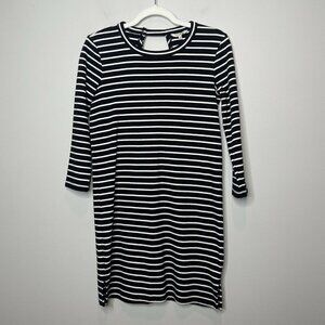 Madewell Long Sleeve Black White Horizontal Stripe Mini Dress Size XS